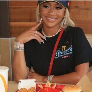 McDonalds Black Saweetie Crew Neck Short Sleeve T Shirt Size Medium